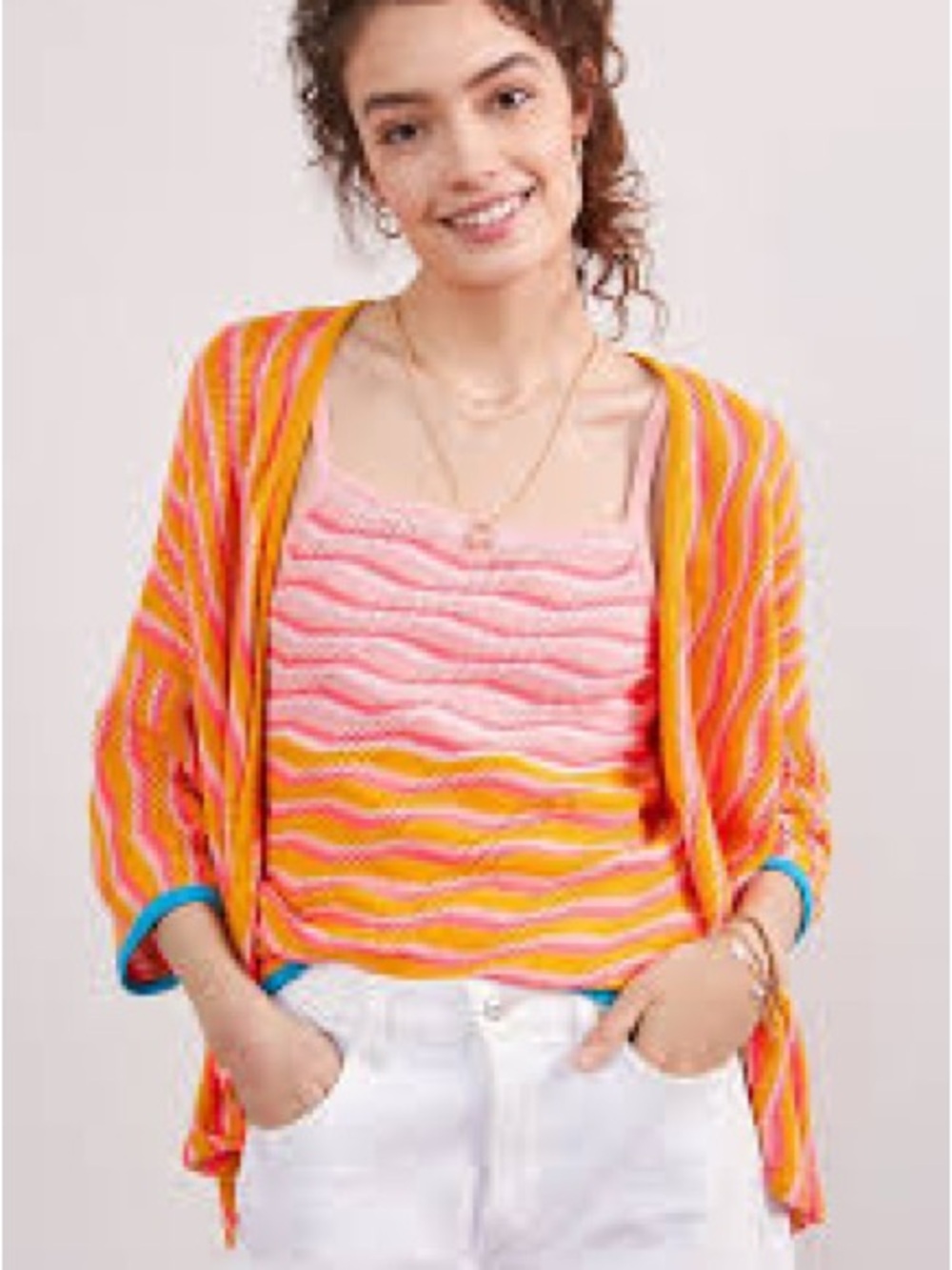 NWT Maeve by Anthropologie, Large, striped cardigan, sunrise top